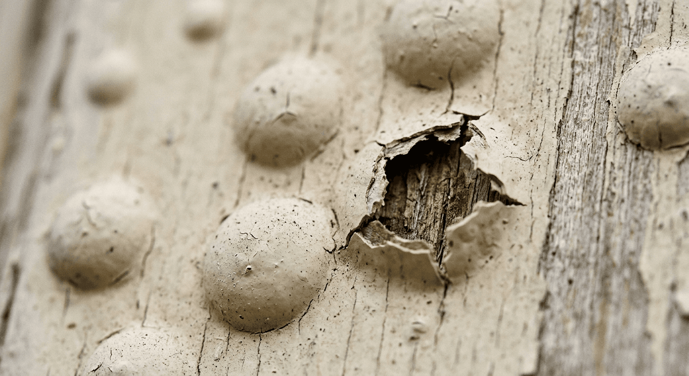 Blistering: Raised domes or bubbles in the paint film, from pinhead to palm sized