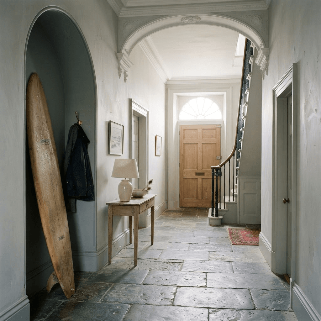 Carefully decorated entrance hall in a coastal home