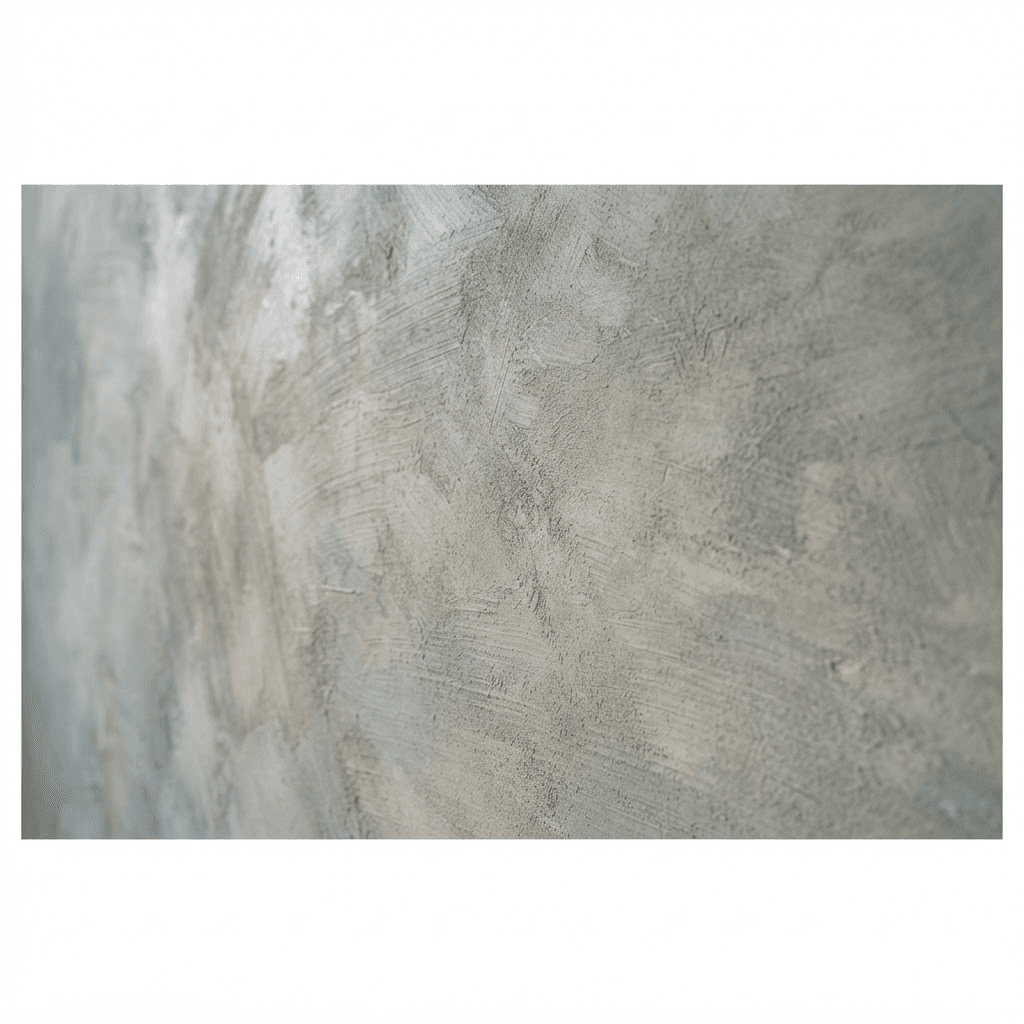 Raking light across a hand-applied mineral limewash surface
