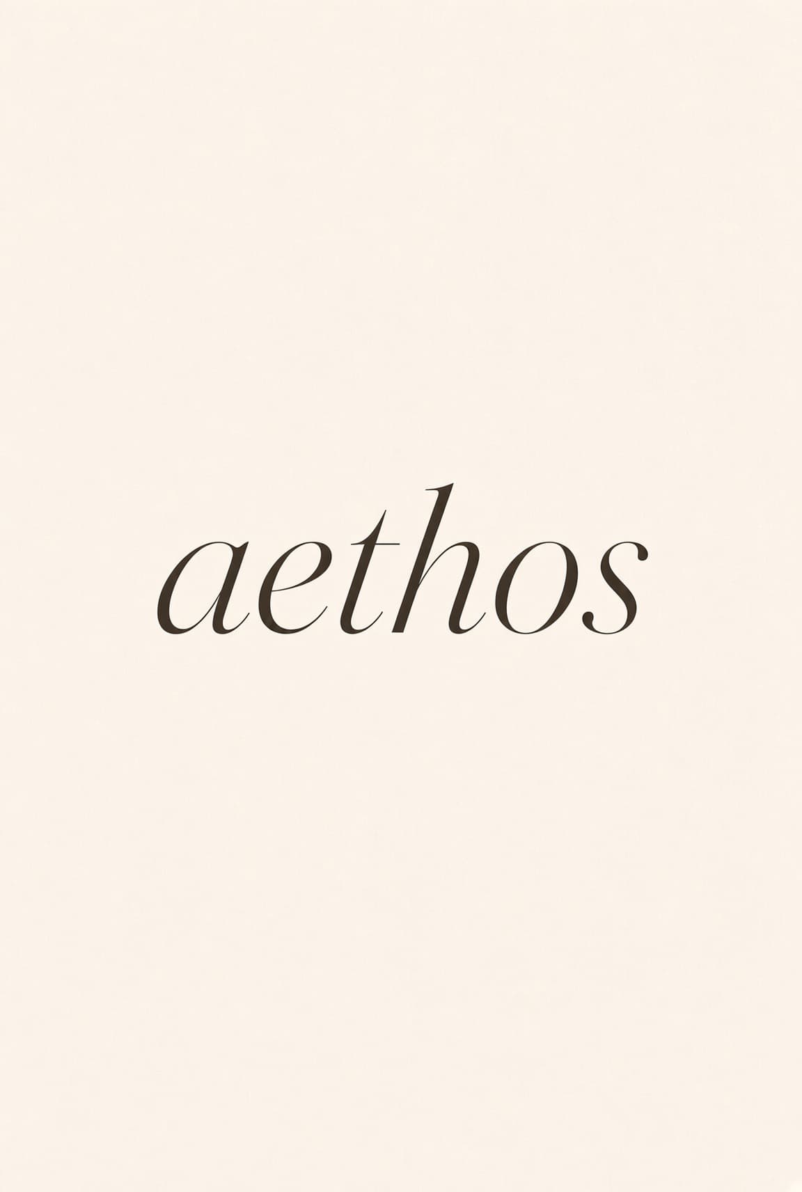 Aethos italic wordmark on a warm mineral-textured ground