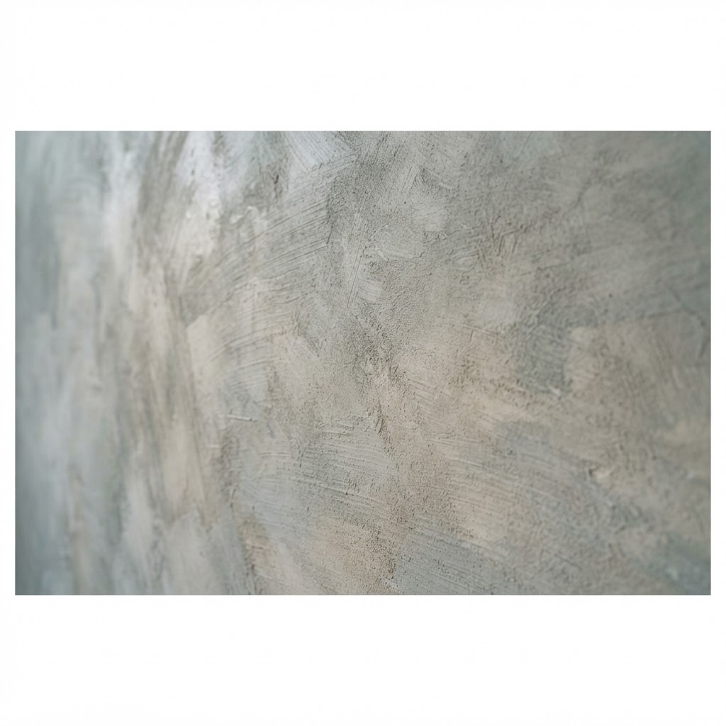 Raking light across a hand-applied mineral limewash surface